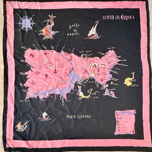 Vintage Emilio Pucci Silk Print Isola Di Capri Map Scarf